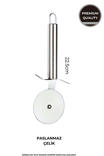 AKDAG HOME Paslanmaz Çelik 20.5 Cm Büyük Boy Bıçaklı Hamur Kesme Ve Pizza Rul...