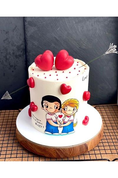 by şeyda palancı Pair of Lovelive Edible Print and Red Heart Figure for Valentine's Day