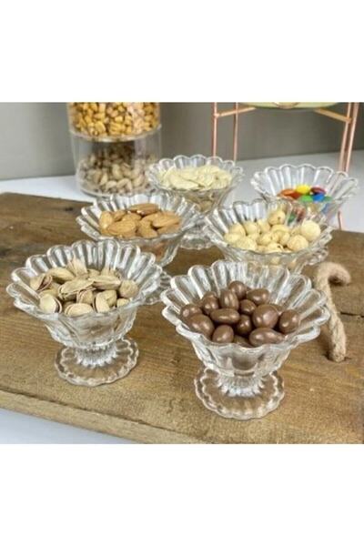 ORTAKÖY CENNETİ 6 τεμάχια Rayan γυάλινα μπολ με πόδια - Μπολ για μπισκότα - Μπολ για μαρμελάδα - Μπολ για λουκούμια -