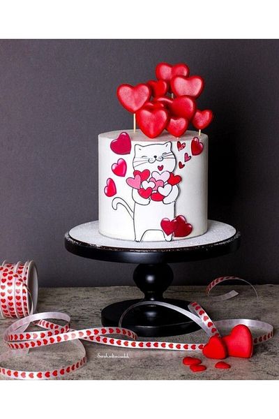 by şeyda palancı Sugar Dumpling Hearts and Edible Print Cat Figure for Valentine's Day