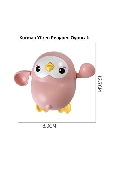 tutobaby Sevimli Yüzen Pembe Penguen Oyuncak (KURMALI) (KÜVET-HAVUZ VE DENİZD...