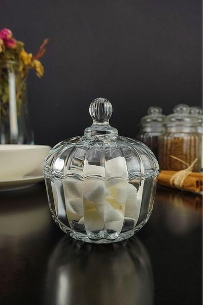 ORTAKÖY CENNETİ 8.5 cm Glass Lid Sugar Bowl and Turkish Delight Bowl