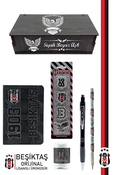 Beşiktaş Beşiktaş Orijinal Lisanslı Kalem Bileklik Kalemtraş Bloknot Silgi Hediyelik Set