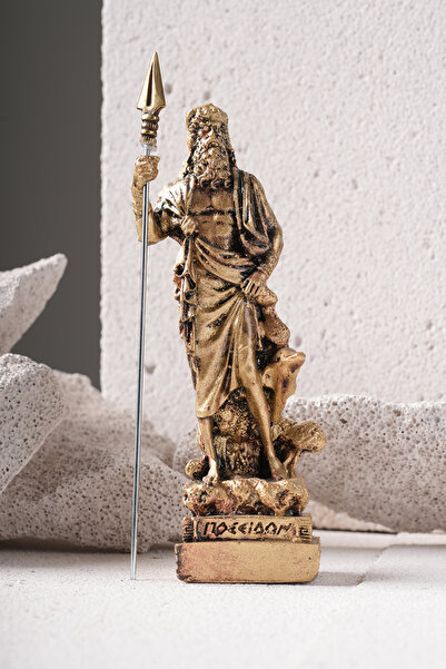 ALCSTORE Posedion Heykel Dekoratif Obje Biblo Polyester