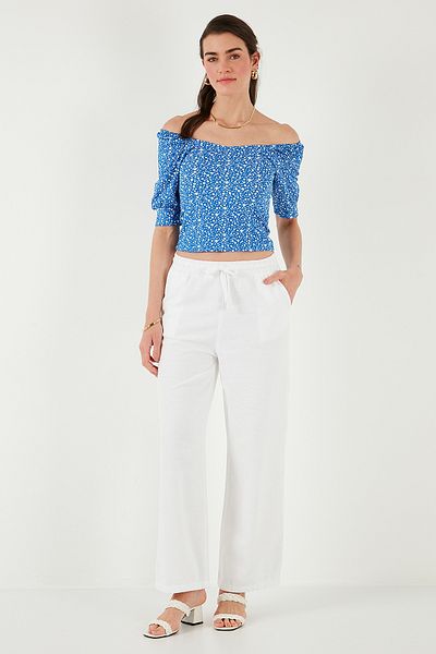 Lela Three Quarter Sleeve Wide Neck Blouse Bluz 5869001