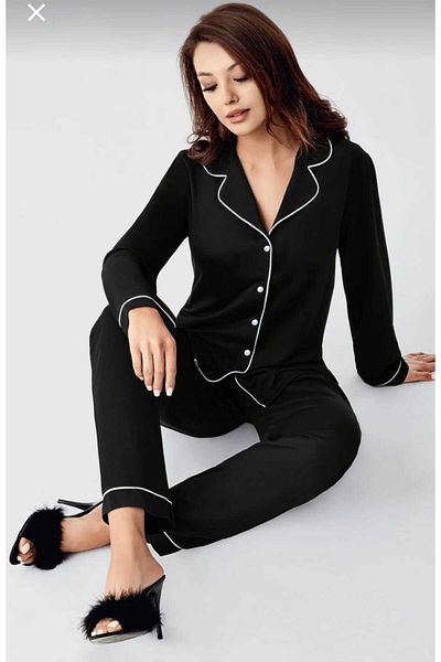 tubgen Set de pijamale de lux pentru femei Perin, din bumbac pieptănat