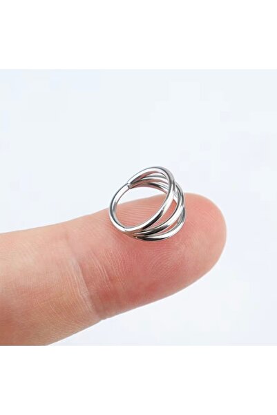 Bylin %100 Cerrahi Çelik Üçlü Halka Piercing Küpe- Halka Çapı 10mm-1 Adet