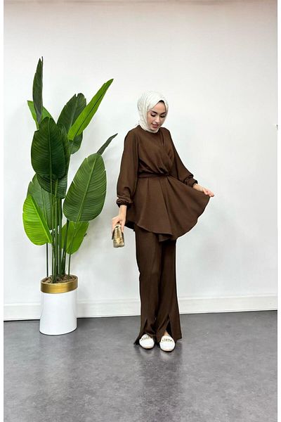 HB MODA COLLECTİON Σταυρός Λεπτομερής Παντελόνι Hijab Κοστούμι