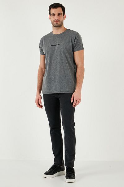 Buratti Мъжка памучна тениска с кръгло деколте Slim Fit - 541WIND