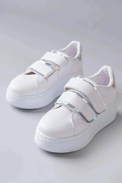 simethrift Talpă groasă Dublu Velcro Alb Argintiu Pantofi sport Pantofi casual Pantofi