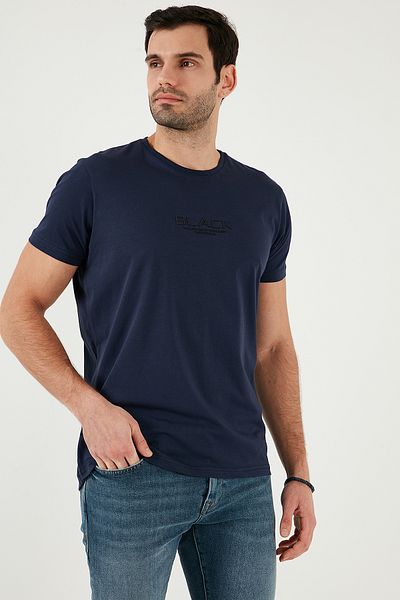 Buratti Мъжка памучна тениска с кръгло деколте Slim Fit - 541FOLLOW