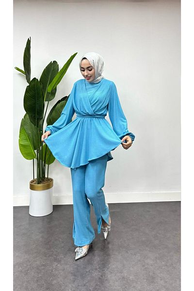 HB MODA COLLECTİON Σταυρός Λεπτομερής Παντελόνι Hijab Κοστούμι