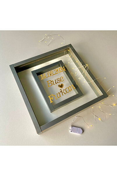 ötay Anı Çerçevesi Led Işıklı Fotoğraf Bölümlü Tasarım Gül Kutusu Işıklı Çiçe...