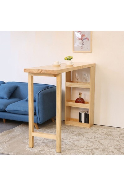 SİLVA WOOD Ham Ahşap Raflı Masa