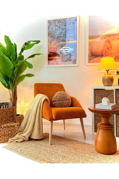 WEBPANYA Relax Berjer Ahşap Ayaklı Turuncu (kiremit) Rengi Berjer Koltuk