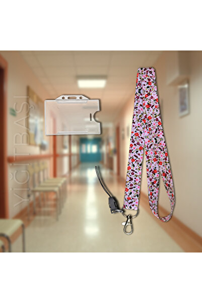 YİĞİTBAŞI KIRMIZIÇİÇEK Desen Boyun İpi Ve Telefon Askısı Okul ,hastane , BOYU...