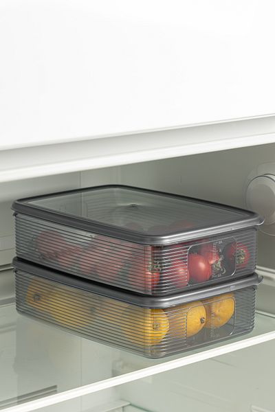 BRAMBLE LIFE Anthracite 2 Pieces 3.5 Lt Rectangular Storage Set with Leak Proof Indicator