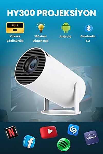 Fırsat7 Taşınabilir 130" inç Yansıtma Sinema Projeksiyon Cihazı Ev Sineması Dahili Android 11.0, Bluetooth