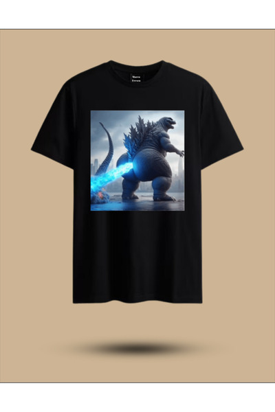 Marco Fresco Unisex Osuran Godzilla Baskılı Oversize T-Shirt
