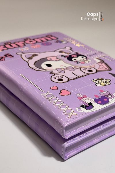 caps 2Pcs Kuromi Magnet Lock Notebook Set - A5 Size, Double Notebook Set