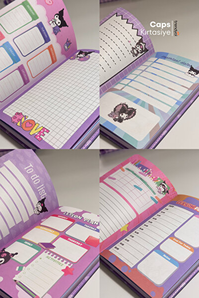 caps 2Pcs Kuromi Magnet Lock Notebook Set - A5 Size, Double Notebook Set