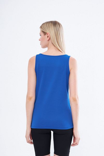 Moda Işık Robot Printed Saks Blue Thick Strap Sports Tank Top