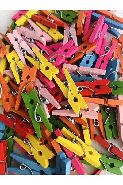 Genel Markalar Mini Mandal -25 Adet Dekoratif Süsleme Renkli Minik Ahşap Mandal, Fotoğraf Mandalı