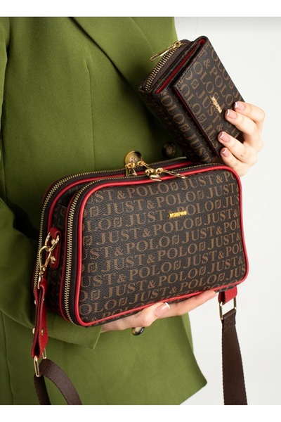 Just Polo Women's 5 Compartment Bag Wallet Set Tycet 072053