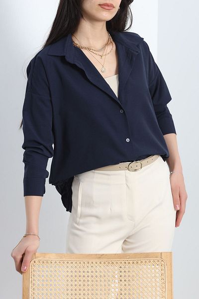 AKSU Navy Blue Tericotone Shirt - Side Stitching Drawstring - 50008.1775