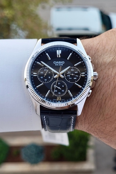 Casio Case Silver Cord Black Color Men's Wristwatch