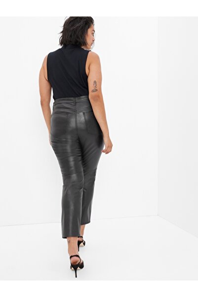 GAP Kadın Siyah High Rise Suni Vegan Deri Vintage Slim Jean Pantolon