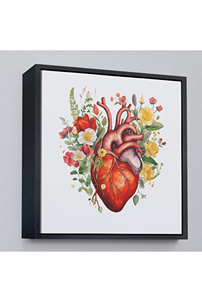 Oxyteez Pictură inimă înconjurată de flori cu rame din lemn - Cadou Doctor-8326