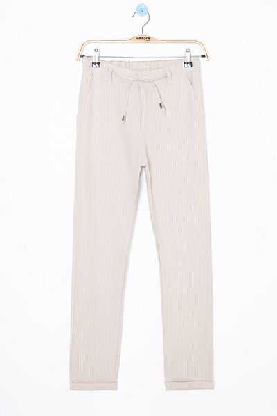 Cansın Mini Cream Waist Lace-Up Double Leg Boys' Jogger Pants 20038