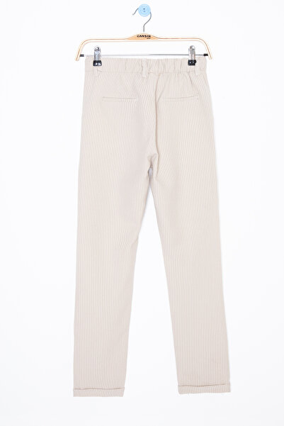 Cansın Mini Krem Beli Bağcıklı Duble Paça Erkek Çocuk Jogger Pantolon 20038