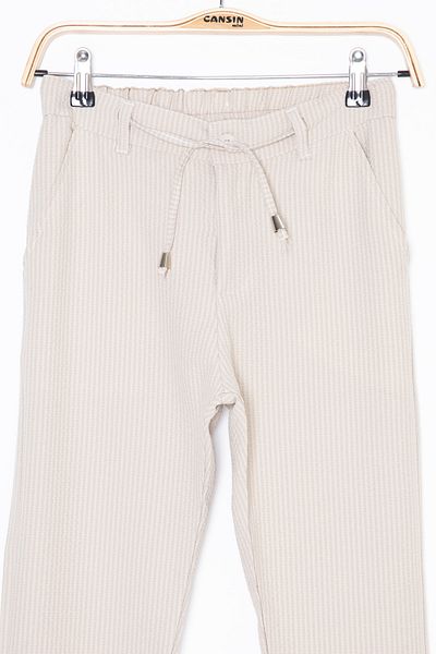 Cansın Mini Cream Waist Lace-Up Double Leg Boys' Jogger Pants 20038
