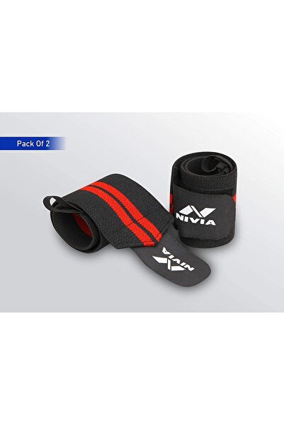 Nivia Weight Lifting Wrist Support |Black/Red, Free Size - Adjustable with Velcro & Thumb Loop Strap
