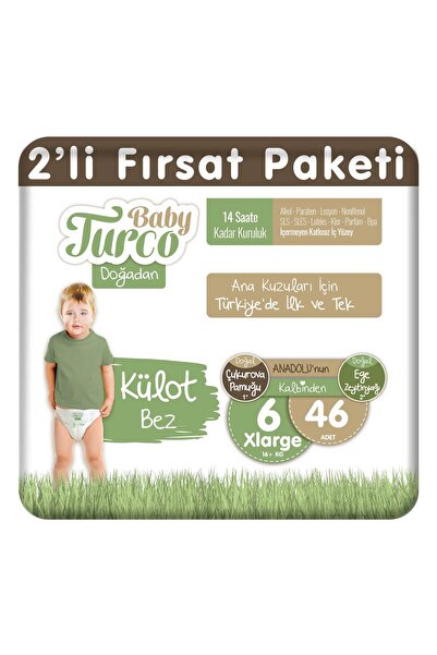 Baby Turco Doğadan 2'li Fırsat Paketi Külot Bez 6 Numara Xlarge 46 Adet