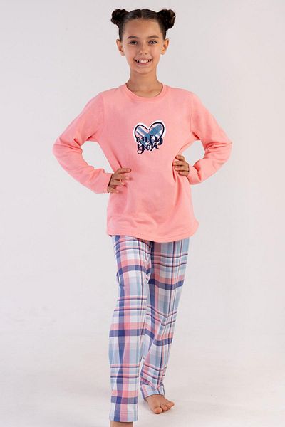 VİENETTA Costum de pijama roz pentru fete cu mânecă lungă cu 2 fire C2T0N2O303