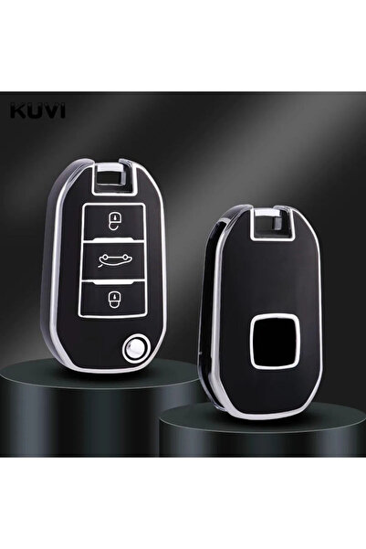 Skilit Cıtröen C3 C4 Berlingo C Elysee - Husă de protecție pentru chei neagră argintie