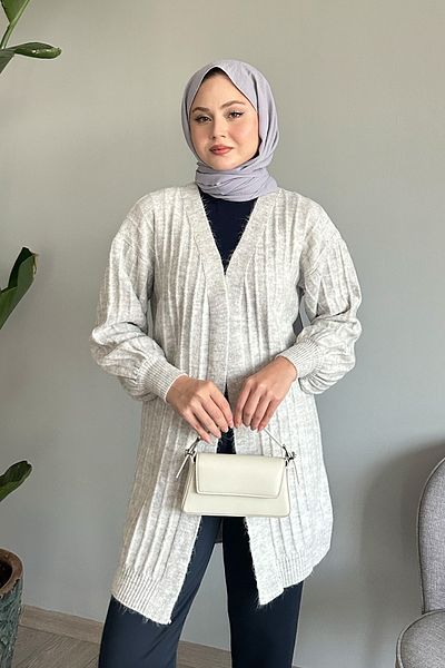 InStyle سترة تريكو رمادية من القطيفة