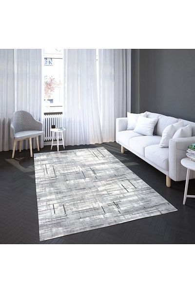 armolin Gray Black Striped Velvet Appearance Elastic Carpet Cover (WITHOUT SPONGE) Szz-568