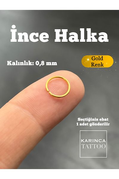 Karınca Piercing Gold Color Smiley Lip Piercing - Steel Thin Ring, Ear Septum and Rush Nose