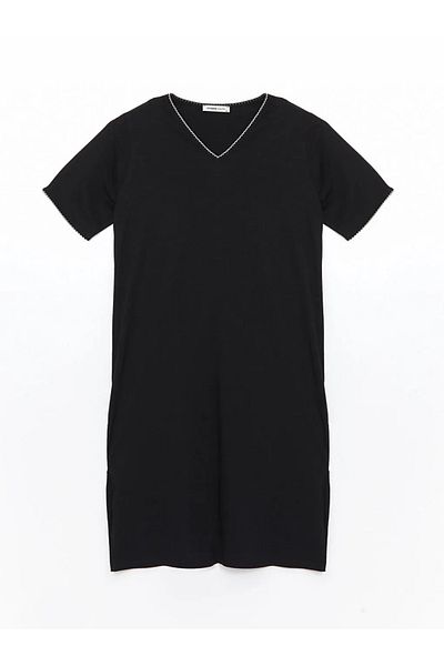 LC Waikiki Lcw Grace Black V-Neck A-Line Women's Dress