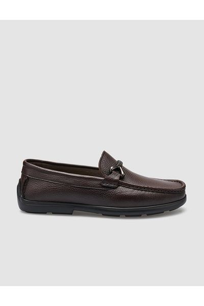 Cabani 100% Genuine Leather Brown Buckle Detailed Men's Loafer