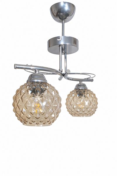Fer Avize Rengin Modern Chrome Color 2-Piece Glass Chandelier Living Room - Kitchen - Bedroom