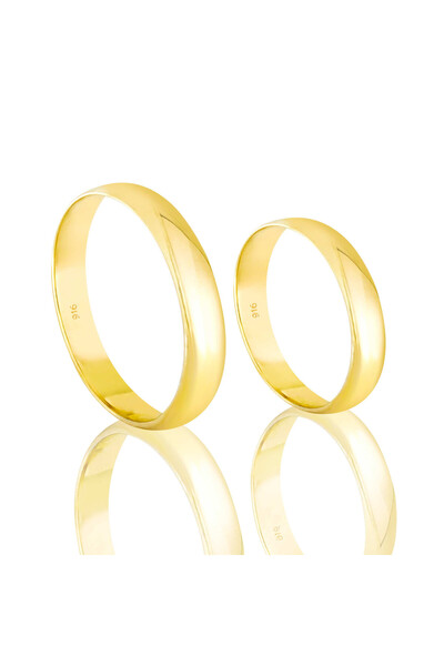 T51 TUĞRUL ALTIN 4 mm Klasik Bombe 22 Ayar Altın Alyans