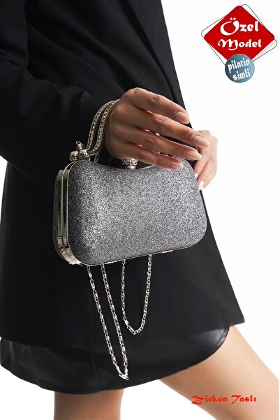 GUİZA Rochie de seară Sim Platinum pentru femei Geantă cu carcasă argintie Ro...