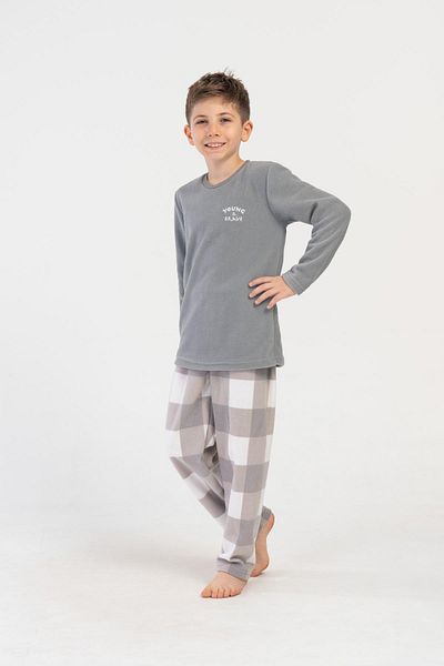 VİENETTA Costum de pijama afumat cu mânecă lungă din lână pentru băiat