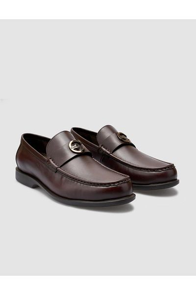 Cabani 100% Genuine Leather Brown Buckle Men's Casual Shoes