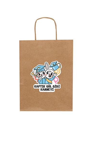 heptex Karne Günü İçin Kraft Çanta, Karne Çantası 10 Adet